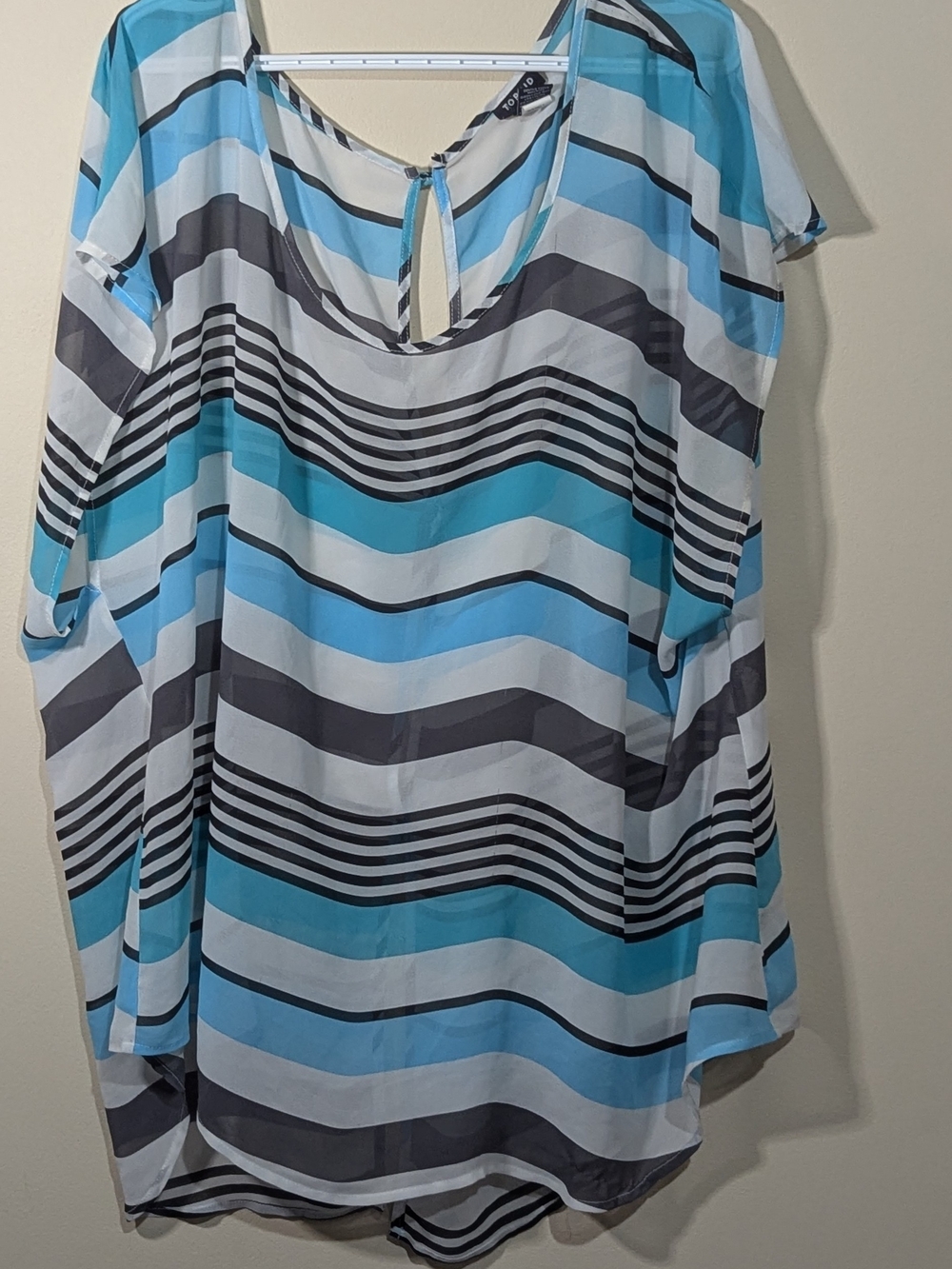 Torrid Swim Cover Up Size 4 Blue Stripe Sheer Tunic Plus Size Beach Pool Coverup